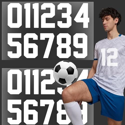 22 Pezzi Numeri Adesivi Grandi 0-9 (20cm) Termoadesivi per Tessuti - Kit per Maglie da Calcio/Basket/Baseball,Numeri Adesivi per Maglie