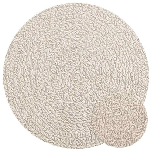 vidaXL Teppich ZIZUR Creme Ø 90 cm Jute-Optik Indoor und Outdoor, Fußmatte, Bodenteppich, Teppichboden, Bodenmatte, Flächenvorleger, Innenteppich