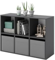 KOBI Loni Bücherregal in Grau und Weiß | Bücherregal für Bücher, Spielzeug | Bibliothek für Wohnzimmer | Bücherregal für Kinderzimmer, Jugendzimmer, Wohnzimmer, Schlafzimmer