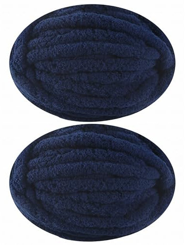 DISDADA Dicke Wolle zum Handstricken 2 StüCk 500g, Chunky Yarn Wolle zum HäKeln, Flauschig Weiche XXL wolle dick für Decke Sockenwolle Schal Mütze (Dunkelblau)