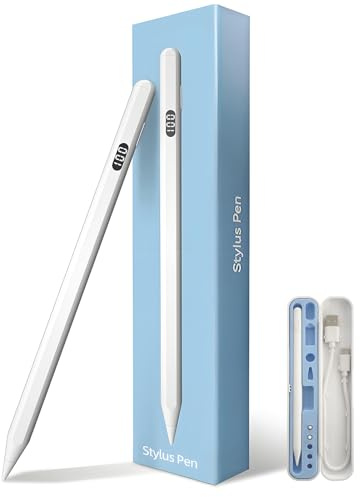 Stylet pour iPad, stylet magnétique à indicateur LED pour iPad mini 6, iPad Pro 12,9 5e/3e génération, iPad Air M2, iPad 10e génération, compatible avec Palm Rejection, USB-C Quick Charge