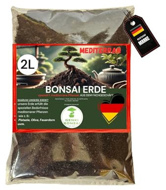 GENKI BONSAI Mediterrane Erde 2L - mineralisches Substrat für Olive, Granatapfel & Co. - sehr durchlässig, ideal für Kübelpflanzen, Winterquartier & trockene Standorte im Mittelmeerstil