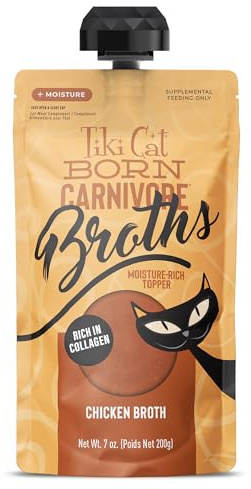 Tiki Cat Born Carnivore Broths, Chicken Broth, 7 oz. Spout Pouch (6 Count)