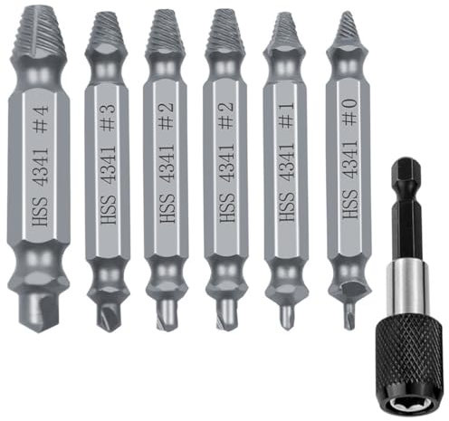 TSUOUKL 6pcs Estrattori Viti Danneggiate,Estrattore Viti, Estrattore Viti Spanate, Dispositivo Di Rimozione Bullone Rotto In Acciaio H.S.S 4341# per Danneggiati/Spellati