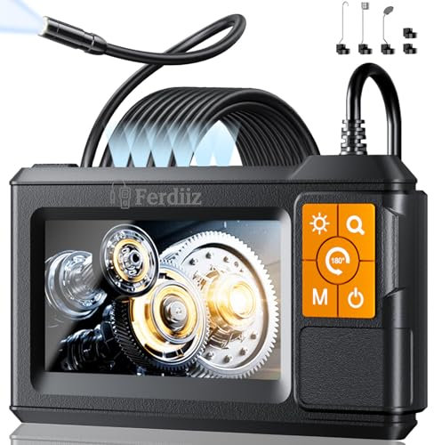 Endoskopkamera mit Licht Ferdiiz, 1080P HD Inspektionskamera mit 4,3-Zoll-IPS-Bildschirm, IP67 wasserdichte Rohrkamera, 8 Einstellbare LED-Kanalkamera - 5M