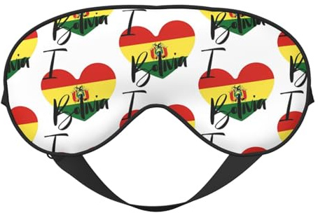 Augenmaske mit Aufschrift „I Love Boliva, Schlafmaske, Lichtblockierung, Augenbinde, Nachtaugenabdeckung, weicher, druckfreier Augenschutz mit elastischem Band für Zuhause, Reisen, Büro, Nickerchen,
