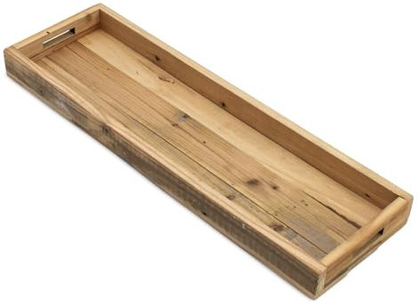 Holz Dekotablett Natur mit Rand - 50 x 18 cm - Kerzentablett rechteckig mit Griffen - Holztablett Tisch Deko Tablett Kerzenbrett für Gestecke Weihnachten Geschenke