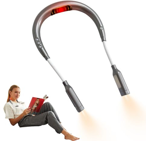 SwiftTrip Portable Heating LED Neck Reading Light, 4 Modes 5 Brightness, 50Hrs, for Reading in Bed, Knitting, Camping, Repairs, Gift for Book Lovers (Grey)