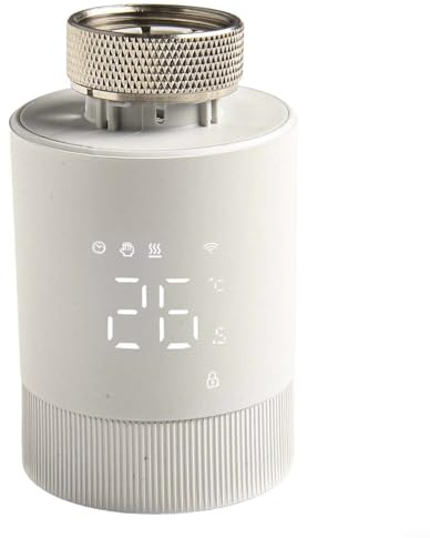 Smart Home WiFi TRV Thermostat-Heizkörperventil für Tuya für Smart Life App, Fernbedienung Temperatursteuerung, unterstützt Voice für Alexa für Google Home, batteriebetrieben, Kindersicherung