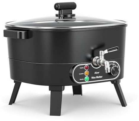 Sararoom 6L Wax Melter for Candle Making (UK Plug), 30°C to 110°C Temperature Adjustable Electric Candle Wax Melting Pot with Spout, Easy Pour, Automatic Power Cut-Off, Non-Stick, Easy to Clean