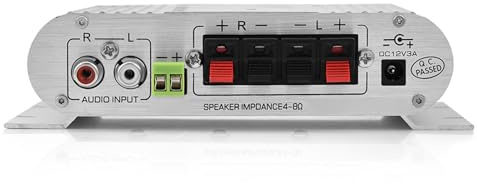 BAFOVY Mini Amplificador de Potencia de Graves Estéreo HiFi 2.1, Aleación de Aluminio, Salida de 15 W X 2 RMS, de para el Hogar y el Automóvil (SILVER)