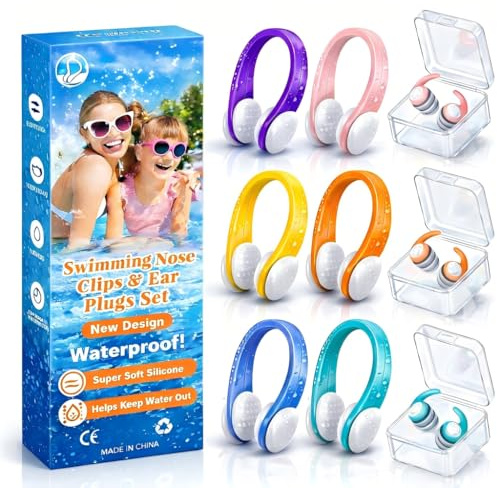 Pince-nez natation et bouchons d'oreilles, lot de 9 pour enfants et adultes