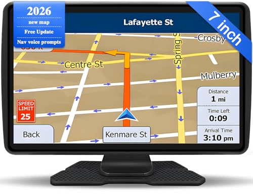 Sat Nav for Car/Truck/HGV - 7 Inch GPS Navigation UK 2025 with Lifetime Free Maps Updates, Real Voice Guidance, Speed Camera Alerts, Postcode Search & Lane Assist