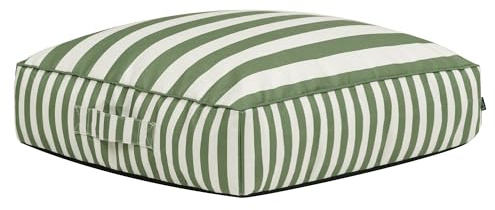 Icon Solus Streifen Sitzsack Hocker mit Füllung, Grün | In Deutschland Hergestellt, Sitzsack Pouf Hocker, Langlebiger Webstoff, Fußhocker für das Wohnzimmer und Schlafzimmer