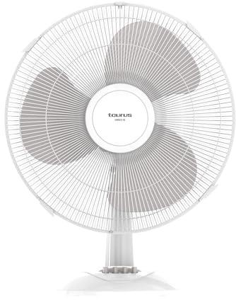 Taurus – Ventilador de sobremesa Greco 16 | 45W | Sistema de oscilación | Inclinación regulable manual | 3 aspas de 40cm | 3 velocidades | Asa de transporte | Rejilla extraíble