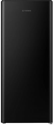 Teknix T2R128B 52cm Freestanding Retro Fridge - 165 Litre Capacity with 4 Star Ice Box - Chrome Wine Rack - Stainless Trim - Black - E Rated, H128.0 x W52.0 x D51.0