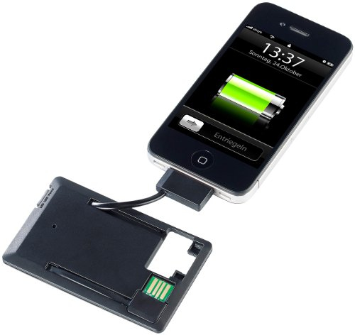 PEARL Notfall Akku: Notfall-Powerbank im Kreditkartenformat für iPhone 3G/3GS/4/4s (Power Bank iPhone, iOS-Powerbank, Mini)