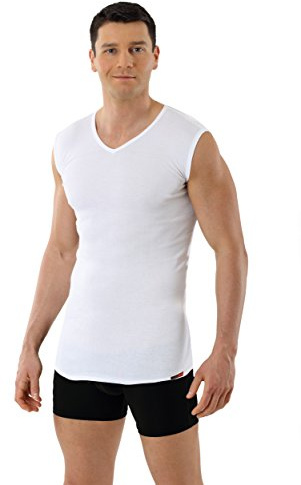 ALBERT KREUZ V-Unterhemd Business Herrenunterhemd aus 100% Bio-Baumwolle ohne Arm weiß