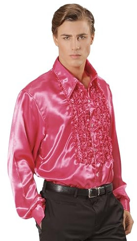 W WIDMANN MILANO Party Fashion - Chemise disco fashion 70 ans, manches longues, en satin, chemise homme