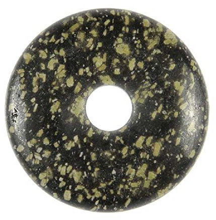 Naturosphère - Bijoux naturels C17 - Donut Pi Chinois en porphyre impérial vert pour pendentif - Diamètre 5 cm