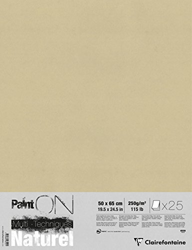 Clairefontaine 96542C Naturel PaintOn Mappe (mit 25 Bögen, 250 g, 50 x 65 cm, geeignet für Bleistift, Kreide oder PastellIdeal mit rauen Oberfläche und Sandton) naturbraun