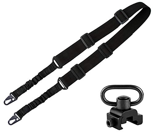 BOOSTEADY 2 Punkt Gewehr Schlinge Verstellbarer Riemen Mehrzweck Gewehrriemen Gewehr Schlinge mit QD Schwenkfuß für Outdoor Sport, Jagd-Bündel