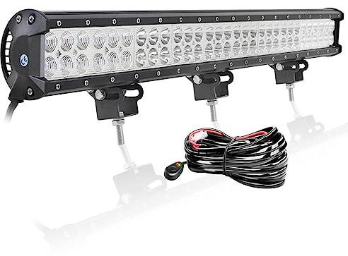 AUXTINGS 28 Zoll 180W Zweireihige LED-Lichtleiste Spot Scheinwerfer Nebelscheinwerfer Flutlichtscheinwerfer 6000K Wasserdichtes IP67-Arbeitslicht 12V mit Kabelbaum-Kit