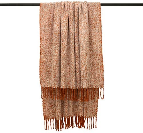 Furn Weaver Herringbone Throw-Acrylic-Rust-130 cm X 180 cm, Acrylic, Rust, 130 cm X 180 cm (51 X 71 Inches)