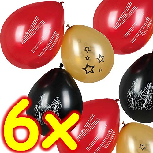 6 Luftballons * VIP + Hollywood * als Deko für Geburtstag und Mottoparty | 78cm Umfang | Luftballon Ballons Motto Party