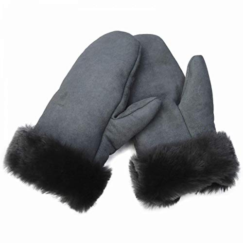 Hollert Dicke Herren Fäustlinge Bob aus echtem Lammfell Veloursleder Merino Fell Schaffell Echtleder Farbe Grau