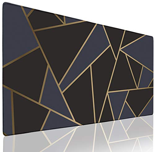 Anyshock Schreibtischunterlage, erweitertes Gaming-Mauspad, groß, 80x39.9 cm, XL-Tastatur-Pad mit genähten Kanten, für Computer und Laptop, Schreibtischunterlage für Büro und Zuhause (blaues Dreieck)