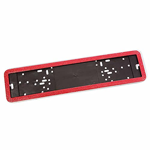 Autokennzeichenrahmen,MoreChioce Edelstahl Kennzeichenhalter Bling Glitzer Kristall Nummernschildhalterung Diamant Nummernschildrahmen Nummernschildhalter,Rot