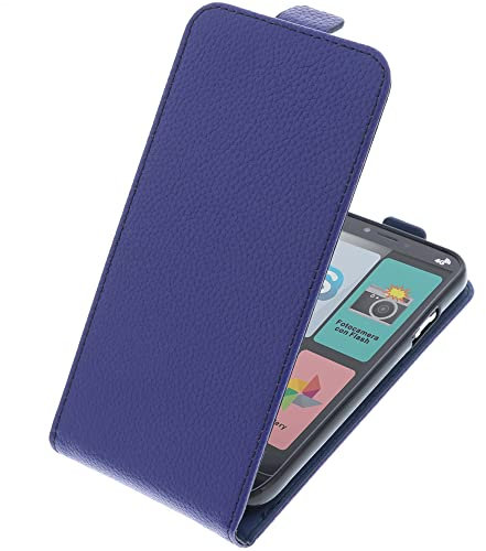 foto-kontor Custodia Compatibile con Brondi Amico Smartphone 4G Modello Tascabile Stile Flip Cover Blu/Azzurro