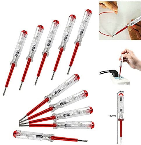 ExcInter 10pcs Voltage Tester Screwdriver Mains Tester Screwdriver Voltage Pen Electrical Test Screwdriver AC Clip