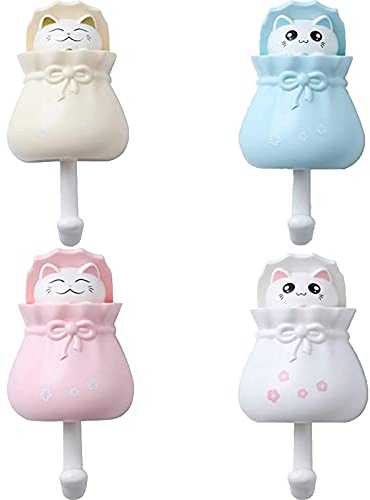 Fayemint 4 Stück Tier Wandhaken,Kleiderhaken für Kinder,Kinder Wandhaken, Kinder Dekorative Klebehaken für Mantel, Handtuch, Schlüssel, Taschen, Hüte