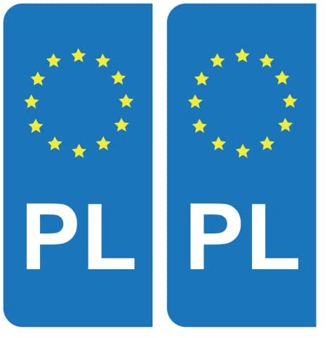 HADEXIA Aufkleber, Nummernschild, PL, Polen, Europäisch, EU, Blau