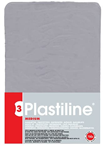 Jacques Herbin 7655T - Plastiline, 750g, Härte medium, ideal zum Modellieren, 100% wiederverwendbar, Hellgrau