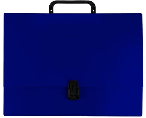 Netuno 1 mallette bleue foncée avec poignée A4 dos 5cm mallette scolaire en carton valisette avec poignée porte-documents avec poignée porte-documents portable pour transport de documents bureau école