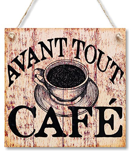 CARISPIBET Avant tout Café enseignes décoratives pour la maison décoration drôles pour chez vous plaques décoratives 20 x 20 cm