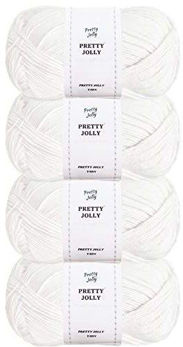 Pretty Jolly 4 Skeins Soft Baby Yarn(White)