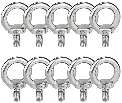 Ringschraube M8 Ösenschrauben 304 Edelstahl 10 Stück, Ring Runde Augenschraube Augbolzen Metrisch Ringbolzen Ösenschraube Hardware Ringschrauben, Nicht Leicht zu Korrodieren