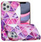 nancencen Handyhülle für iPhone 11 Pro (5.8) Hülle, Premium TPU Ultra Dünn Silikon Transparent Softshell Schutzhülle, Stoßfest Bumper Glitzer Marmor Blume Design Case Cover (Rosarot Lila)