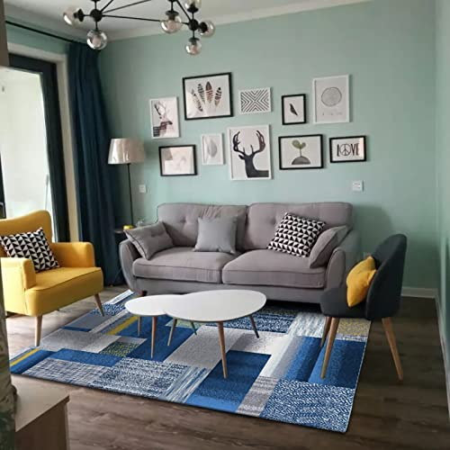 Teppich weicher Teppich kinderteppich blau gelb grau geometrisches Design Sofateppich Dekoration Schlafzimmer 60x160cm