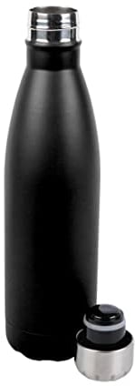 axentia Bouteille isotherme avec couvercle, gourde en acier inoxydable, noir, env. 500 ml