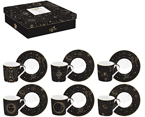 Easy Life Set mit 6 Kaffeetassen, 100 ml, Porzellan, Celestische