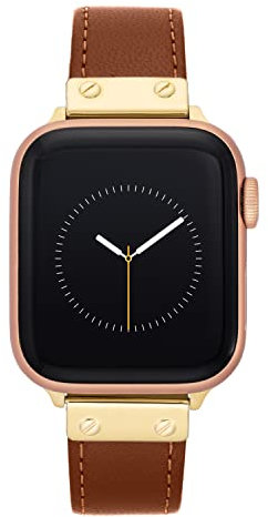 Anne Klein Cinturino di ricambio in pelle per Apple Watch sicuro, regolabile, adatto alla maggior parte dei polsi, marrone/oro, 42/44/45/Ultra/Ultra 2, moderno, Marrone/Oro, 42/44/45/Ultra/Ultra 2,