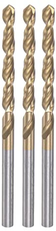 sourcing map 3pcs Twist Drill Bits 3.5mm Titanium Coated (HSS-E) M42 High Speed Steel 8% Cobalt Straight Shank for Stainless Steel Aluminum Alloy Metal