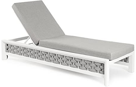 Kinderbett mit Kissen und Rollen Otavio weiß aus Aluminium und Geflecht mit Tetoronseilen