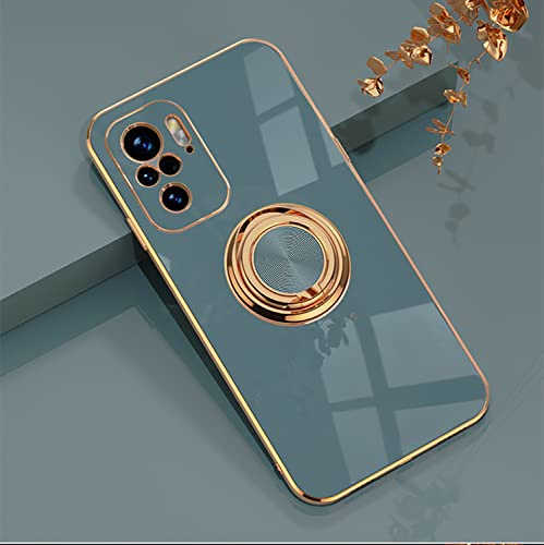 XINYEXIN Hülle für Xiaomi Redmi Note 10 4G/10S 4G mit Ringständer | SilikonHülle, Elektroplattiertes Design, 360 Grad Drehbar, Ringhalter, Stoßfest Kratzfest, Grau