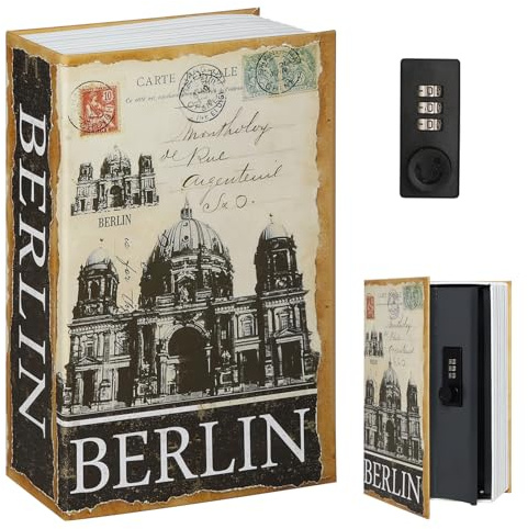 Decaller Buchtresor mit Zahlenschloss, Umleitung, versteckter geheimer Metallschloss, Box für Heimsicherheit, Geld & Schmuck, 24,1 x 15,7 x 5,6 cm, Berlin